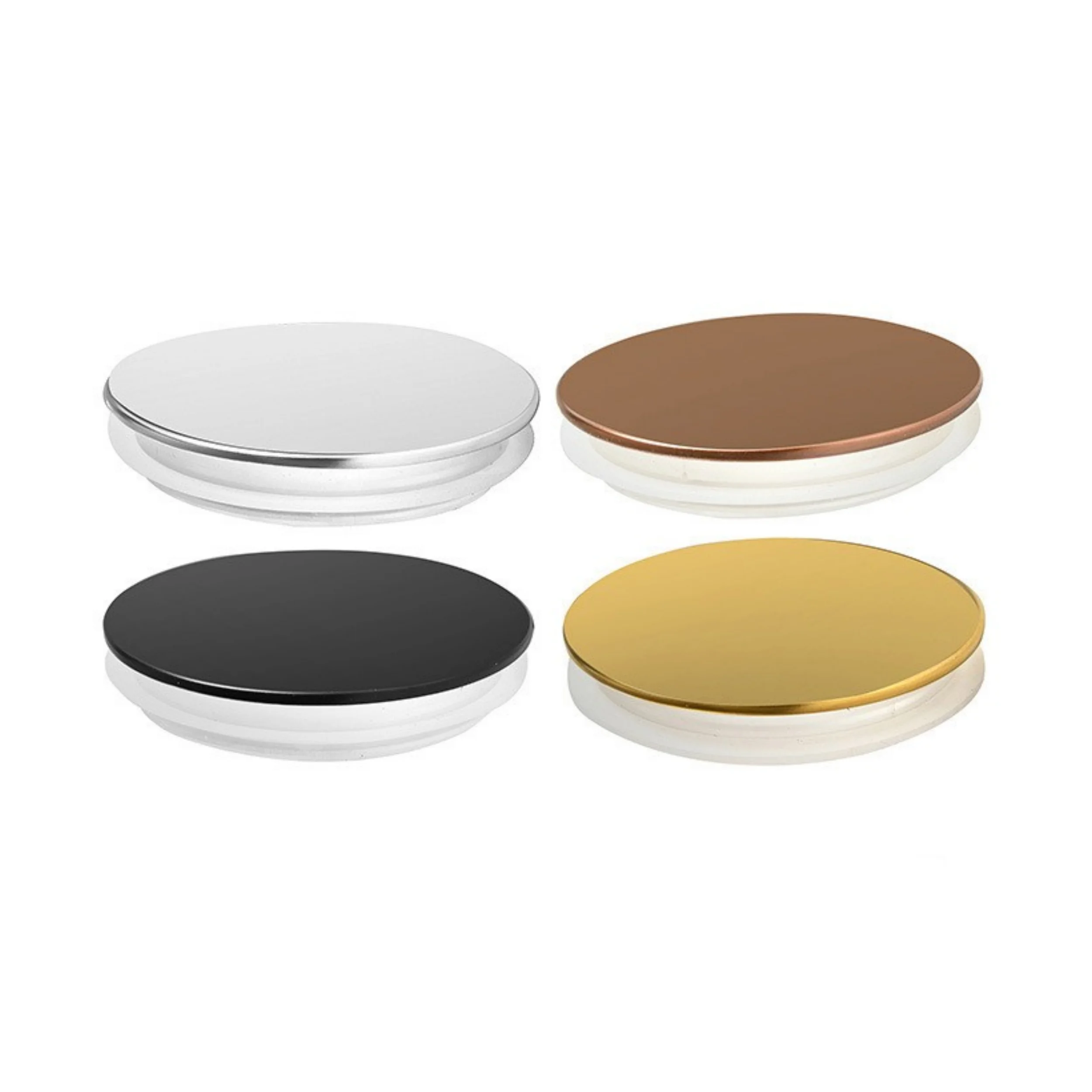 Luxury 7CM 8CM 9CM 10CM Gold Silver Black Flat Custom Logo Candle Thin Wooden Bamboo Wood Metal Candle Jar Lids