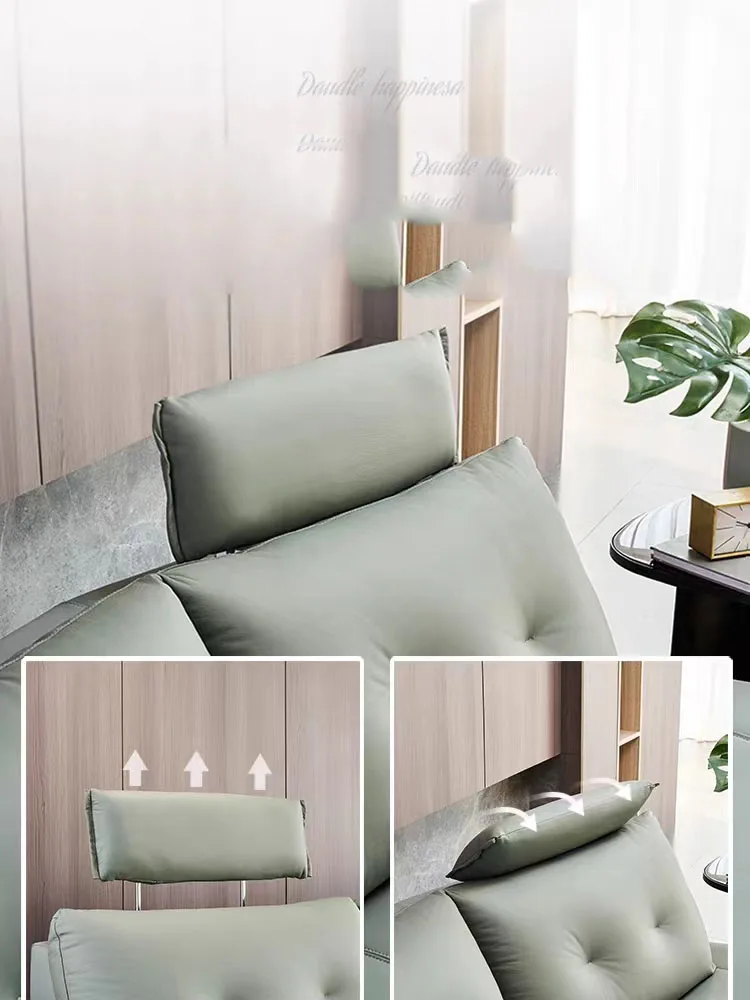 Italian minimalist leather sofa light luxury living room corner shaped head on the sofa