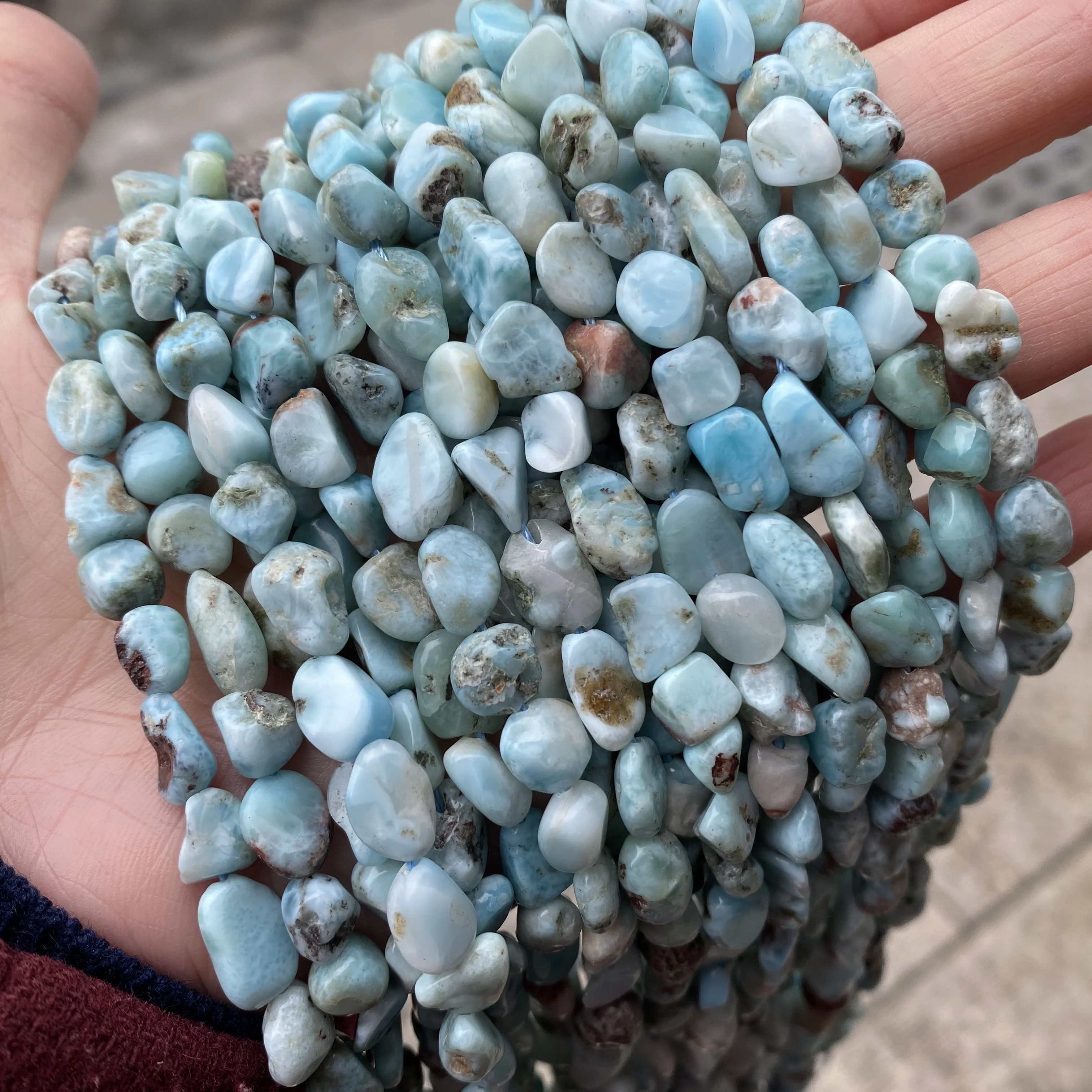 Larimar камень натуральный драгоценный для продажи оптовая продажа гладкие свободные большие крупные нестандартные чипсы Tumbles
