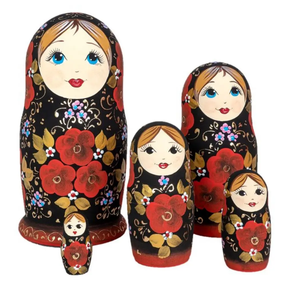 Russian Doll Matryoshka Promotion Toy Traditional Hand Painted Wooden Russian Nesting Doll For Gift