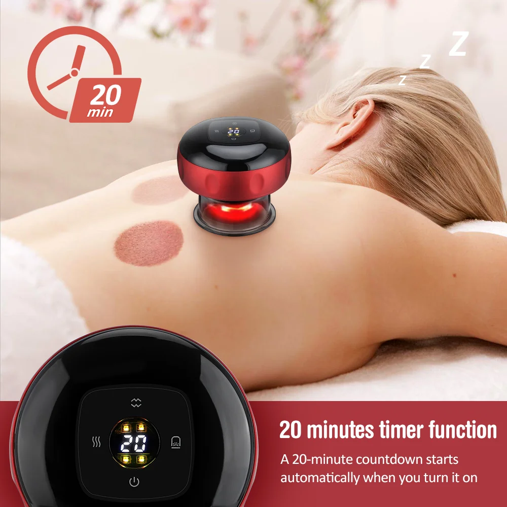 12 Gear Electric Vacuum Massager Body Suction Cup Vacuum Cupping LCD Display Guasha Scraping Fast Heating Fat Burner Slimming