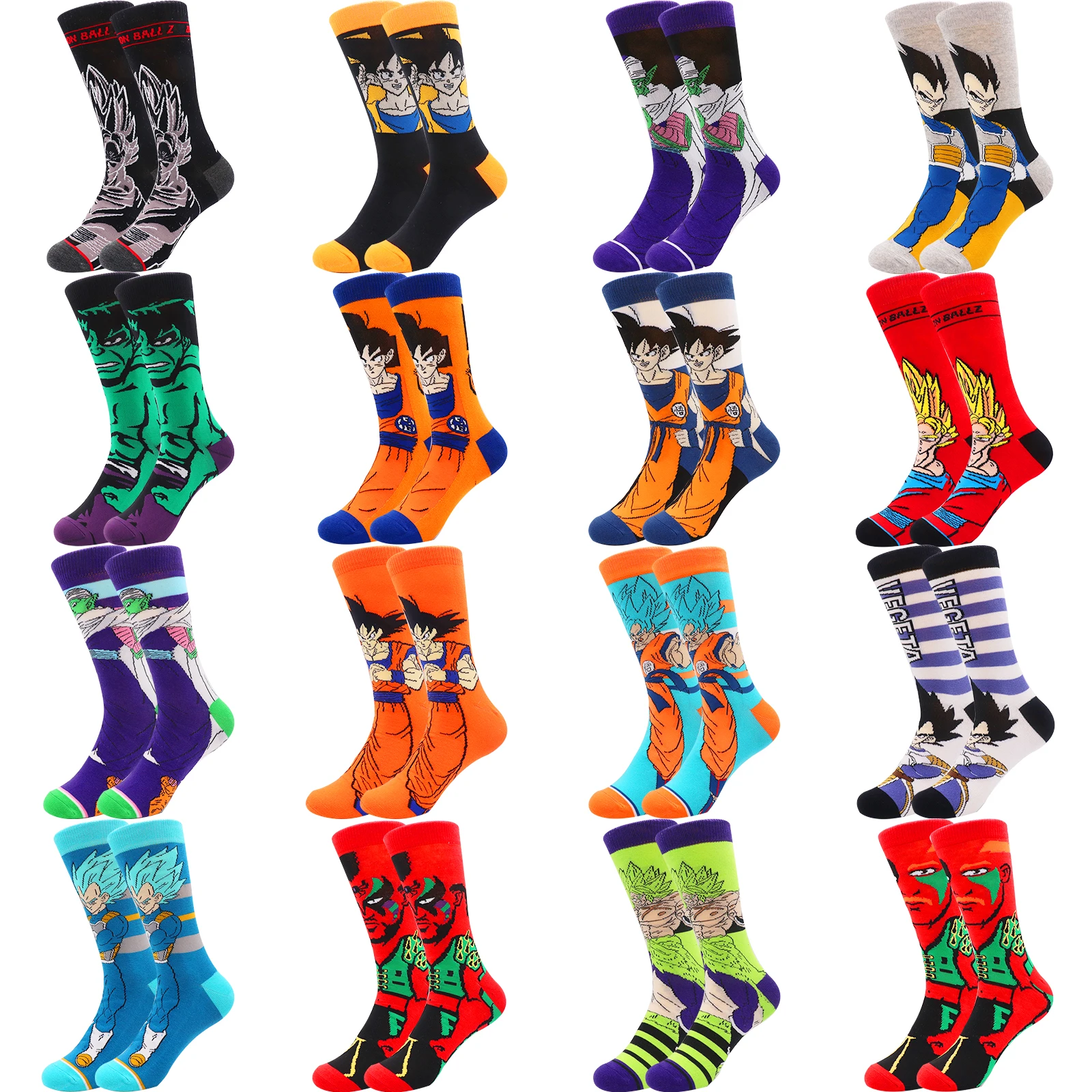 2022 Hot New Anime Socks Funny Dragon Cartoon Son Goku Kakarotto Ball combed Cotton Breathable Crew Men Happy Knitting Socks