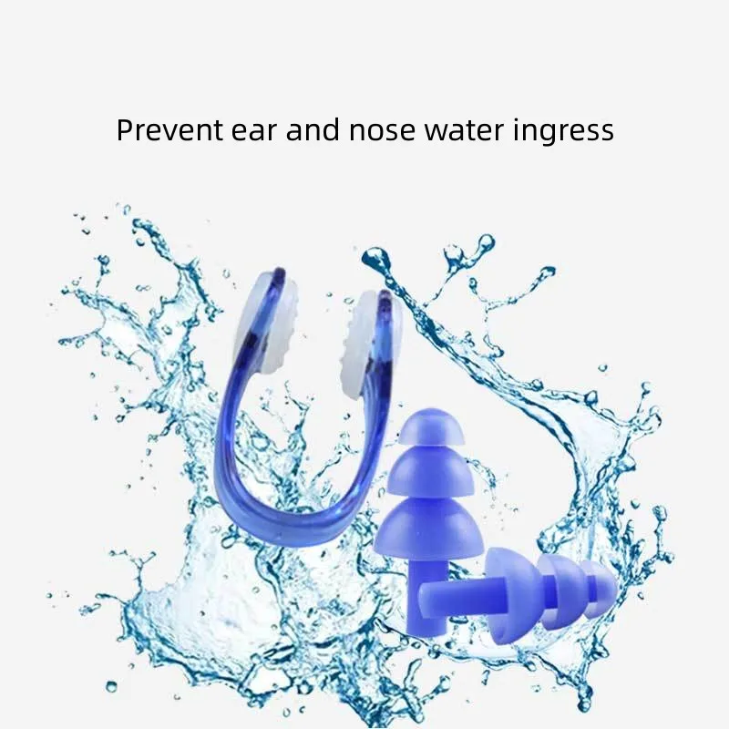 Customized Logo Waterproof Reusable Gel Swimming Silicone Earplugs Nose Clip Set