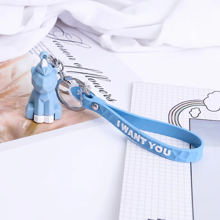 Creative Cartoon Geometric Cut Animal Key Chain Pendant Cute Dinosaur Panda Bag Key Pendant Small Gift