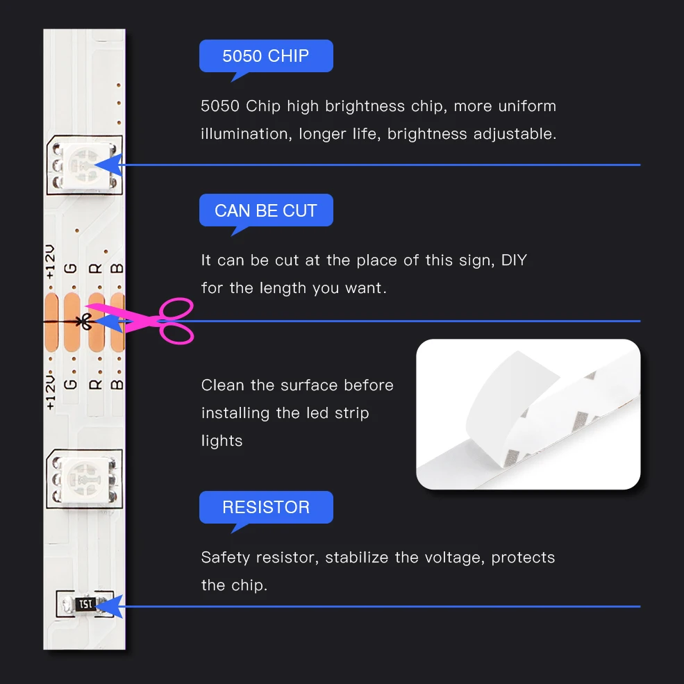  Светодиодные ленты SMD 5050 RGB Led полоски теплого белого света 12 В постоянного тока водостойкие 60 шт./м 5