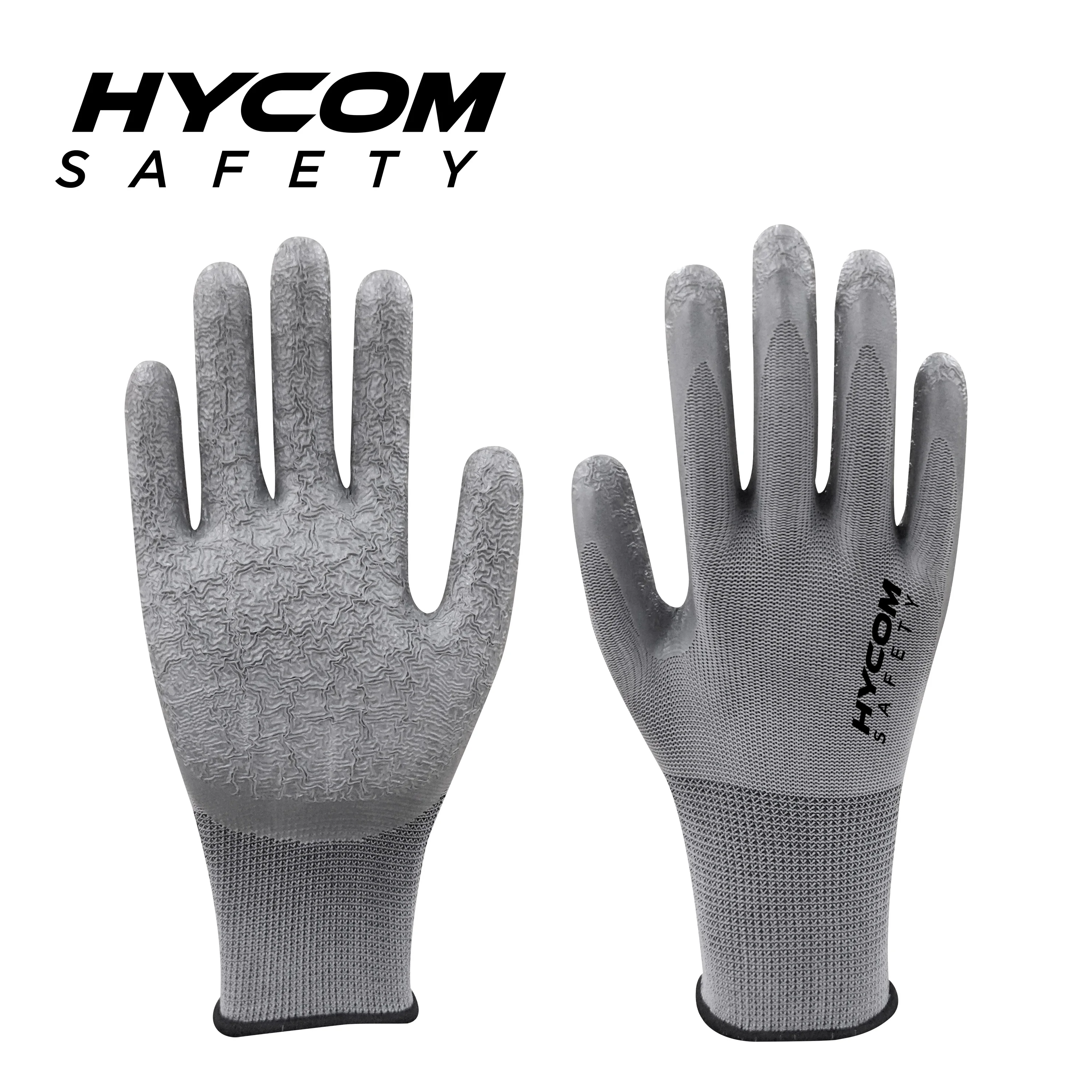 HyCom P13CL Anti Slip Latex Coated Polyester Safety Gloves for Construction Work