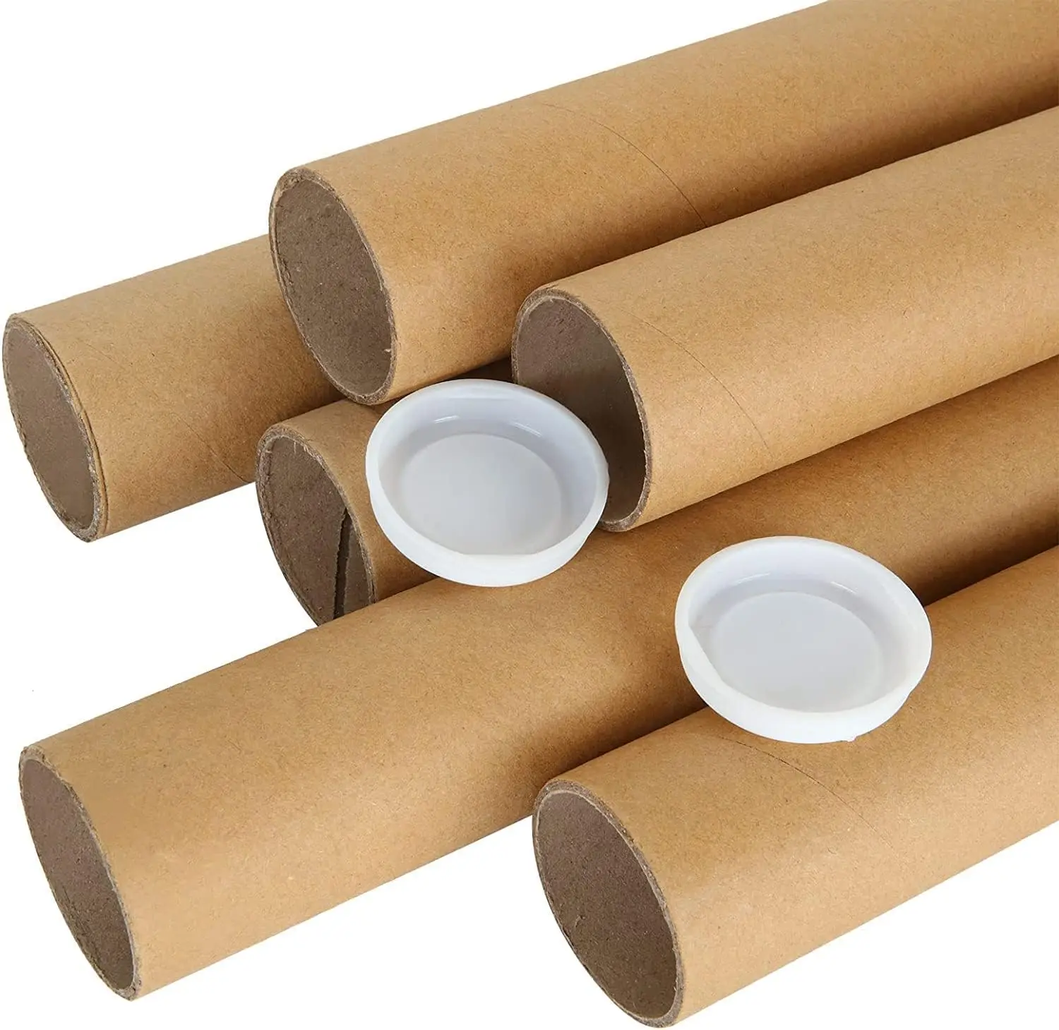 Recyclable 2 inch diameter round poster packaging single mailing shipping tubes paper cardboard mail tubes with caps