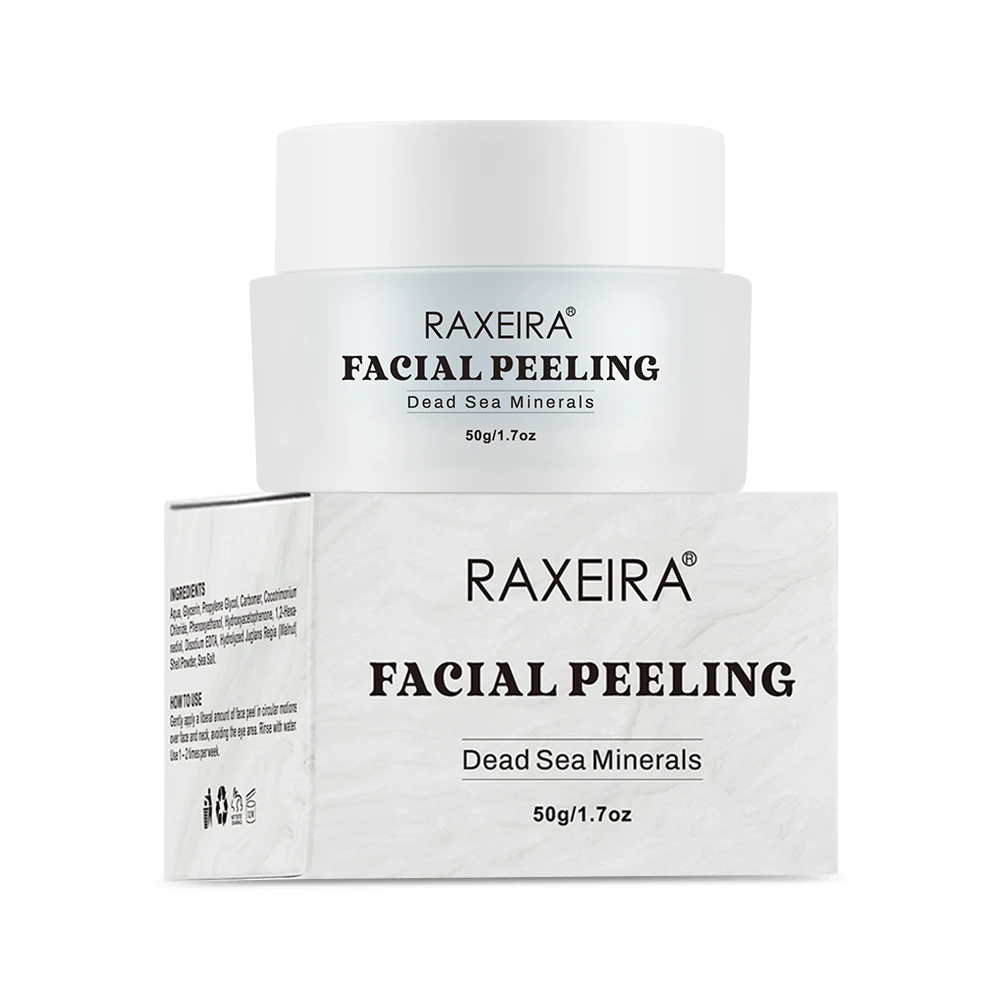 Dead Sea Minerals and Nut Shell Powder Facial Peeling Gel for Face Exfoliating and Blackhead Remover