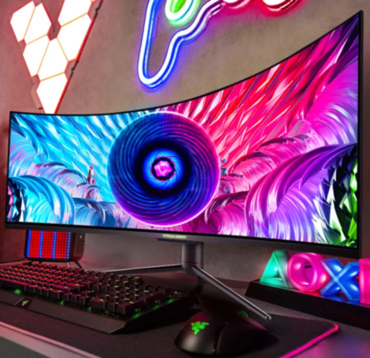34 Inch Curved Screen Monitor 165 Hz 4k 3440*1440 21:9 Super Wide Gaming Monitor With Breathing Light anti-blue light