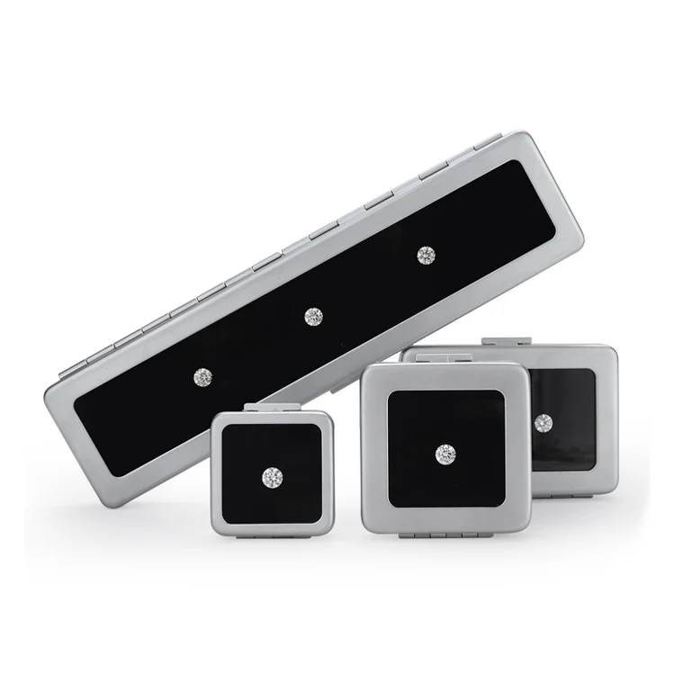 Tongxing Luxury Square Rectangle Gem Stone Box Packaging Showcase With Sponge Bare Drill Metal Jewelry Diamond Display Box