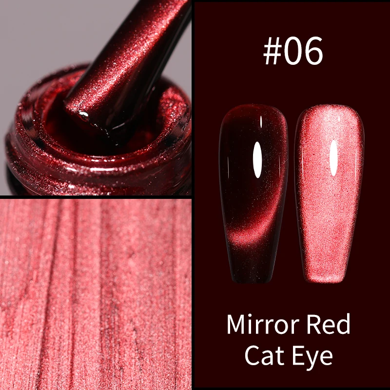 Custom 6 Colors Red Gloss Cateye Nail Gel Hot Sale Cateye Gel Polish Semi Clued Gel Nail Christmas