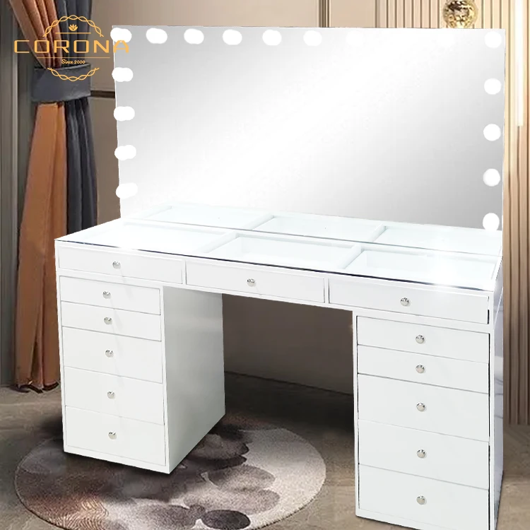 New Barbershop Hairdressing Table Makeup Mirror Station for Hair Salon With Drawer