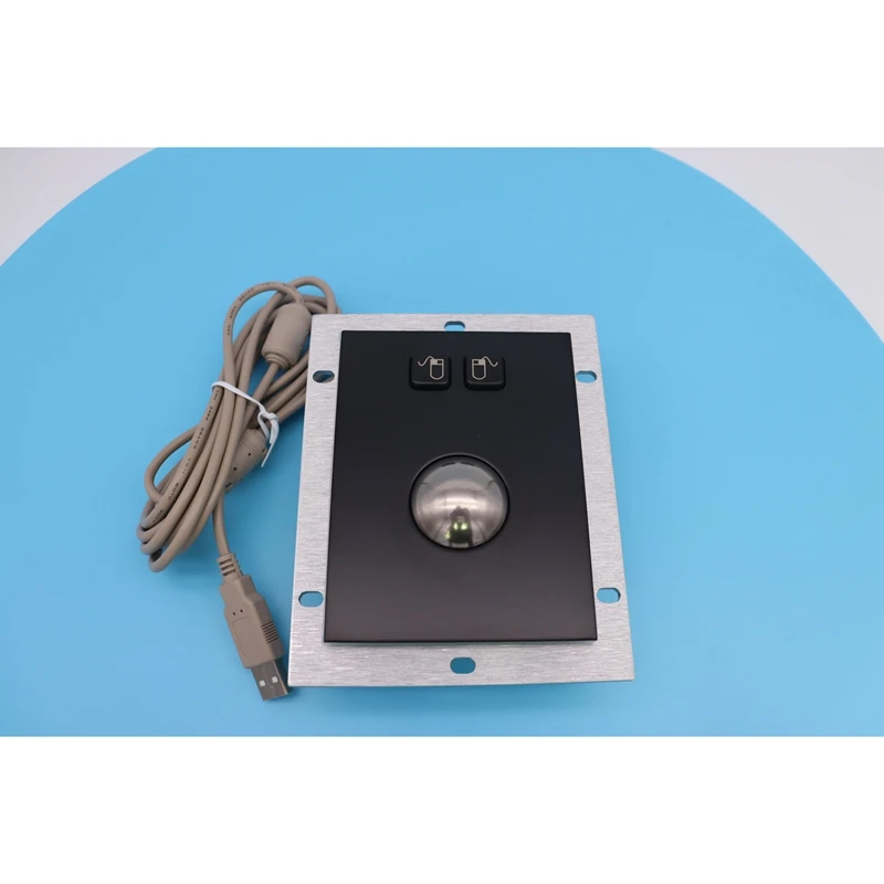 Black High-quality Stainless Steel Rugged Industrial Metal Trackball Mouse