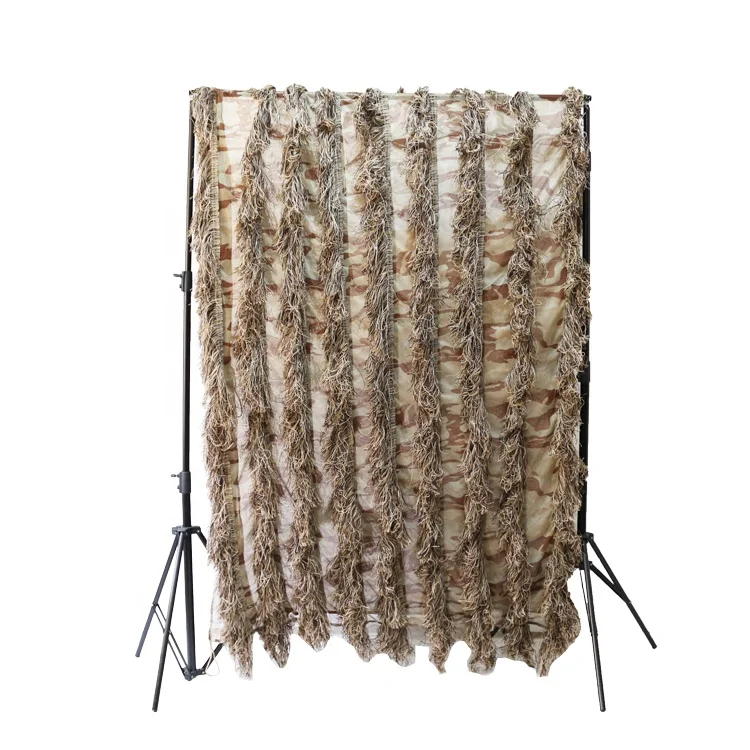 Оптовая продажа камуфляжная сетка пустынного цвета шелковая Gillie camo net