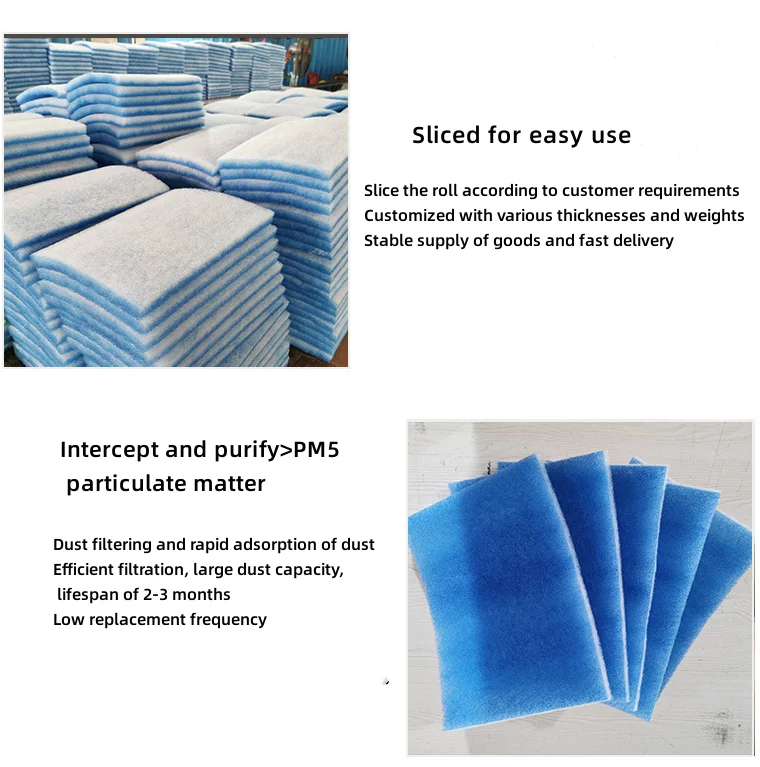 Corrosion Resistant High-Strength Blue White Cotton Filter Foam Filter Cloth Air Filter Paper For Air Purifier