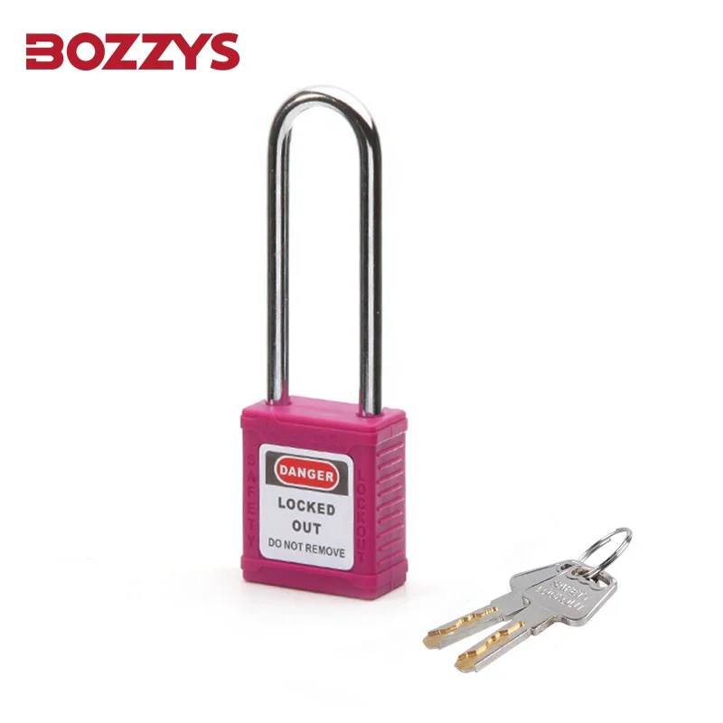 BOZZYS Loto Safety Padlocks with 76mm Steel Shackle And laser engraving for Overhaul of Industrial Equipment