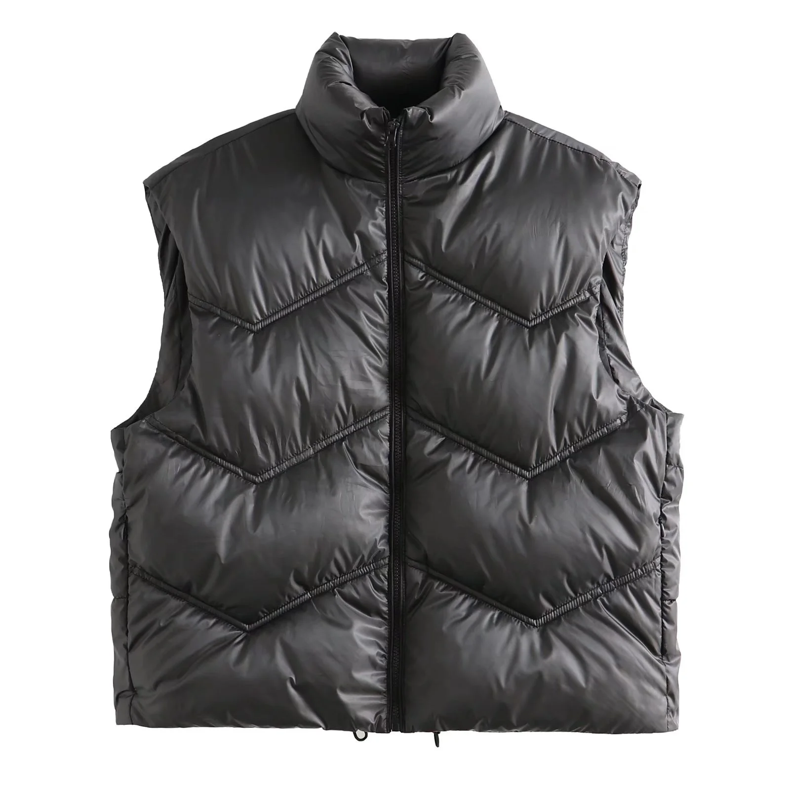 Women Outdoor Padded Vest Fashionable Ladies Lightweight Sleeveless Zip Stand Collar Quilted Gilet Jackets