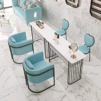 Wholesale Commercial Furniture Modern Simple Style Beauty Salon Furniture Manicure Table Light Luxury Metal Nail Table