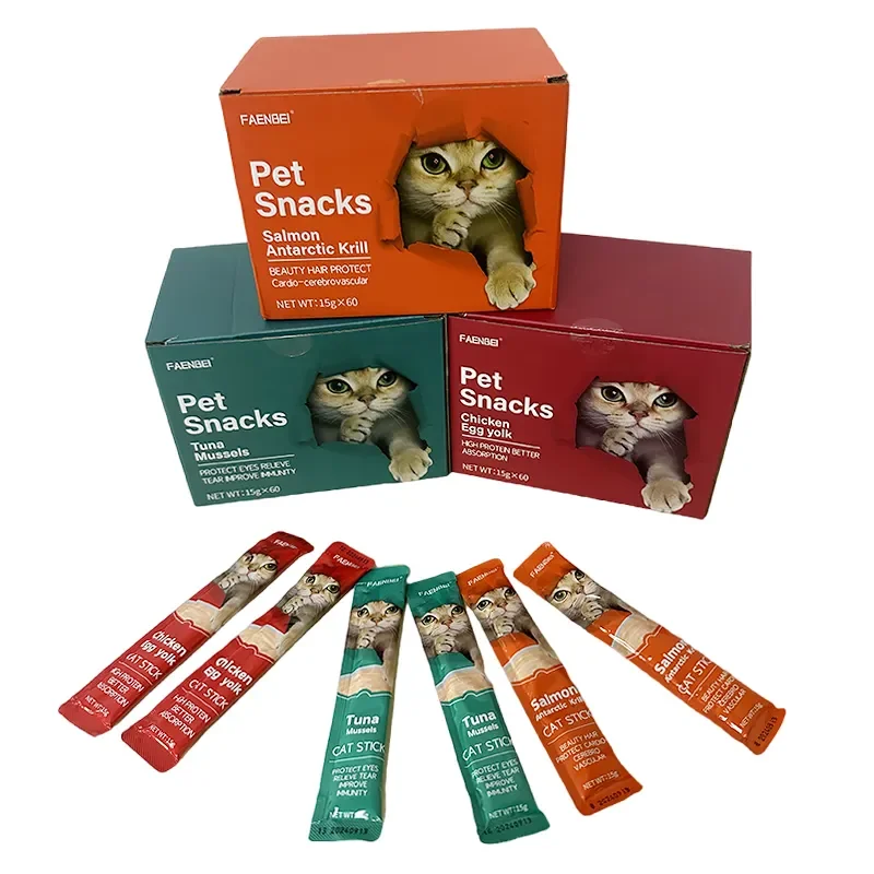 Snack Bars 15g*60pcs*20boxes  Wet Food Pet Treats Cat Strips Alimentos mascotas