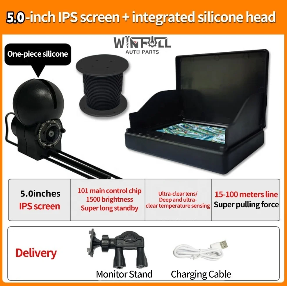 2024 New Fish Finder UHD Underwater Camera Visual Anchor Fish Finder 5.0 Inch Screen 20M Line