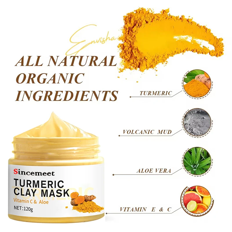 OEM Wholesale Private Label Organic Brighten Black Head Removal Anti Aging Anti Acne Vitamin C Turmeric Clay Mask