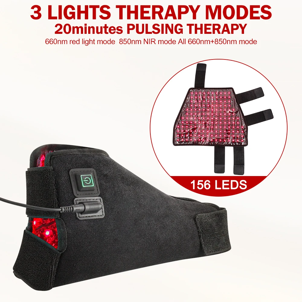 Red & Infrared  light Therapy Shoes Wraps Toes Ankle, Led Near Infrared Light Boots, Controller Adjustable Power & Time