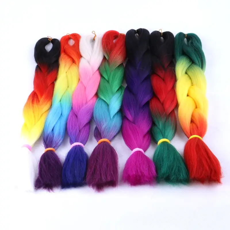 Factory Price Synthetic Jumbo Hair Braid 24-Inch  Hair Weft custom made Yaki Style Single Weft 24 Inch Length