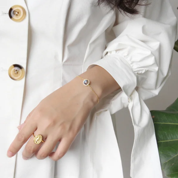 Jewelry 925 Sterling Silver Moonstone Gold Bracelet