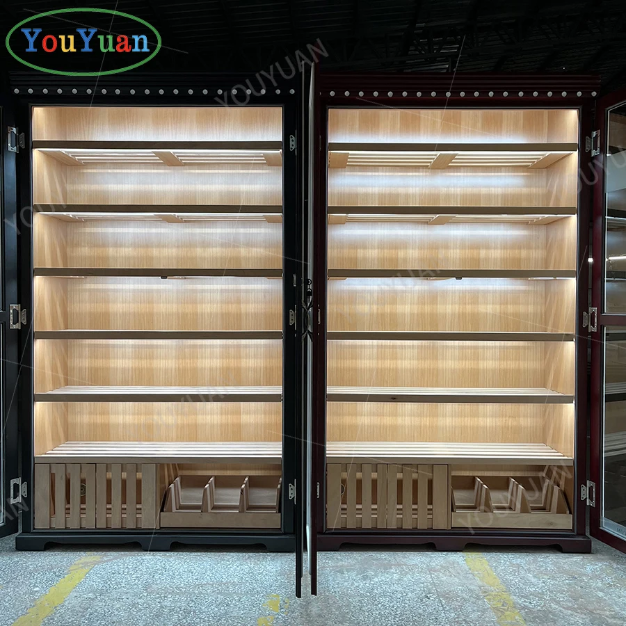4000 cigar capacity humidor cabinet tall showcase for smoke shop with slot wall double door cigar humidor cabinet