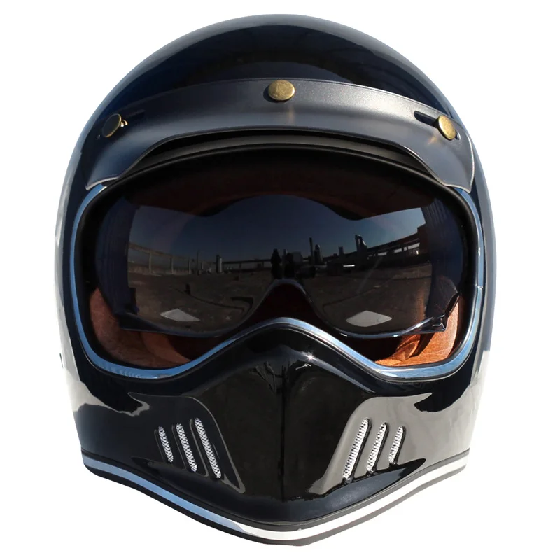 High quality black glass steel motorcycle full face helmet
