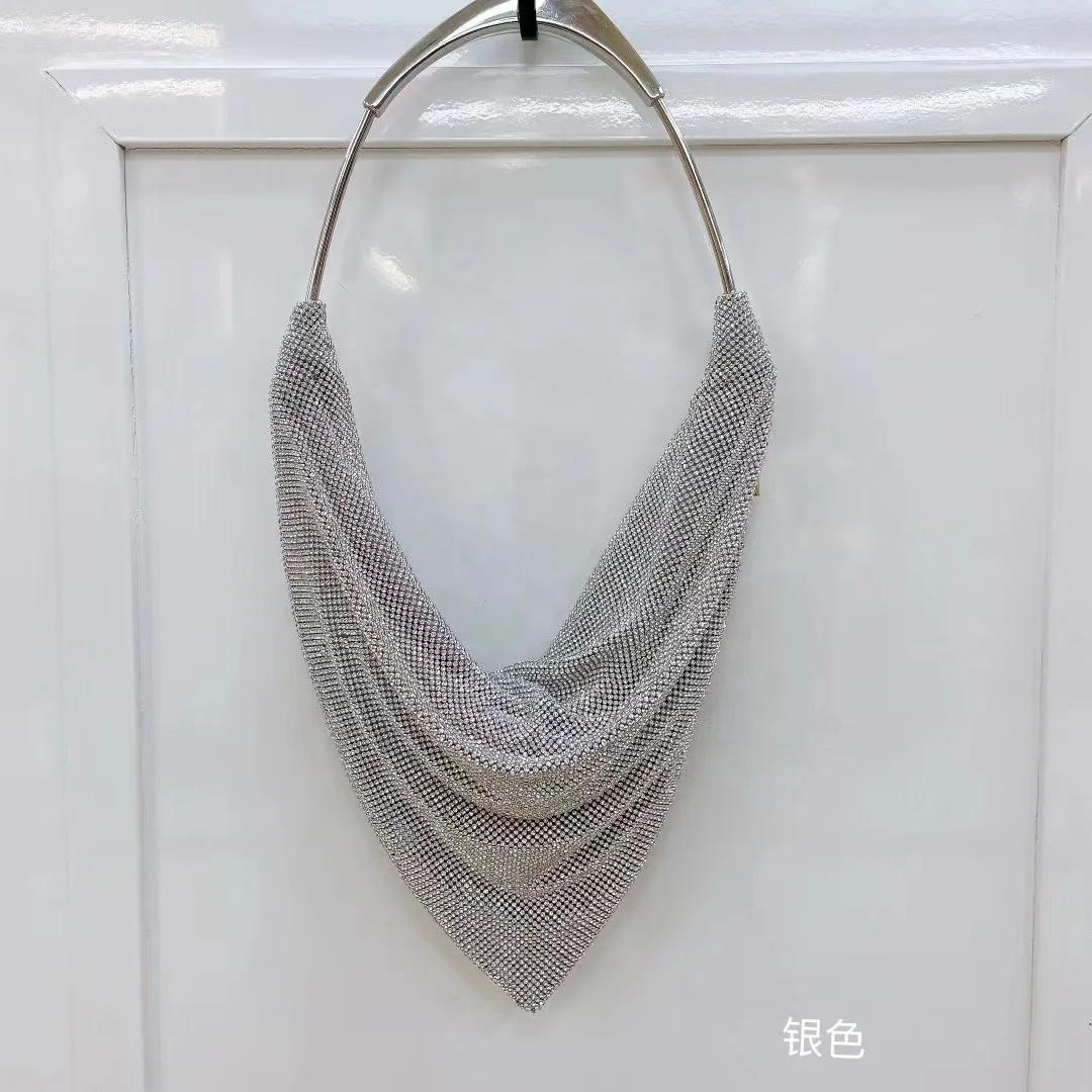 fashion women 2.2 mm rhinestone crystal triangle shape luxury evening party bags purse for lady gothic bling hand shoulder bag