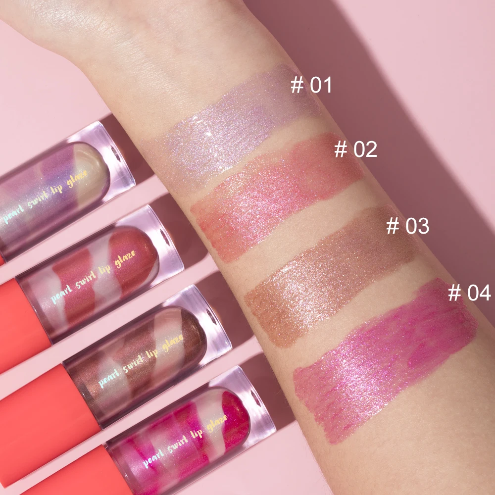 Wholesale Vegan Natural Girls Unique Swirl Texture Glitter Lip Gloss Bulk Fruit Cute Hydrating Magic Lip Gloss