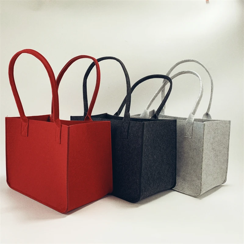 
Felt bag shopping gift bag can be printed LOGO Felt leisure handbag polyester big pocket environmentally friendly material 