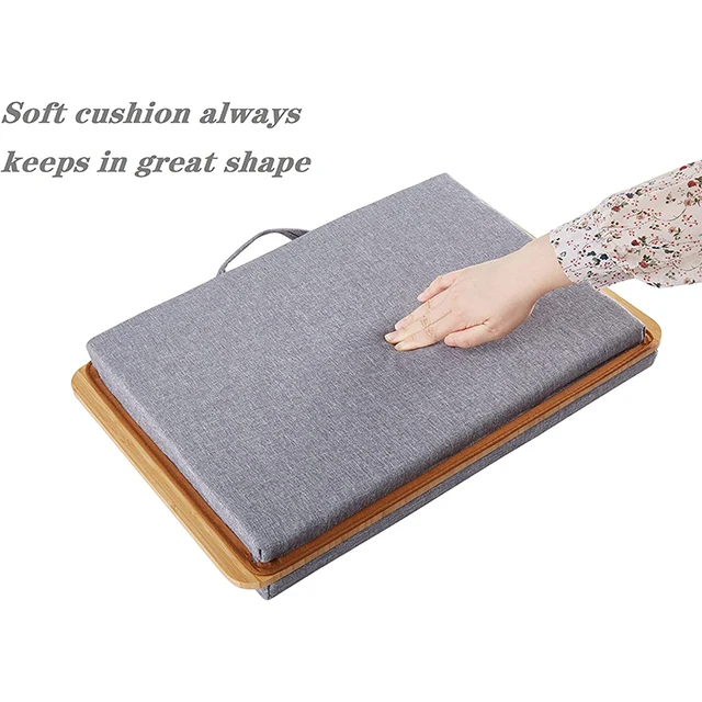 Adjustable Angles Portable Folding Standing Light Weight Laptop Tray Portable Tablet Holder Bamboo Laptop Stand with Cushion