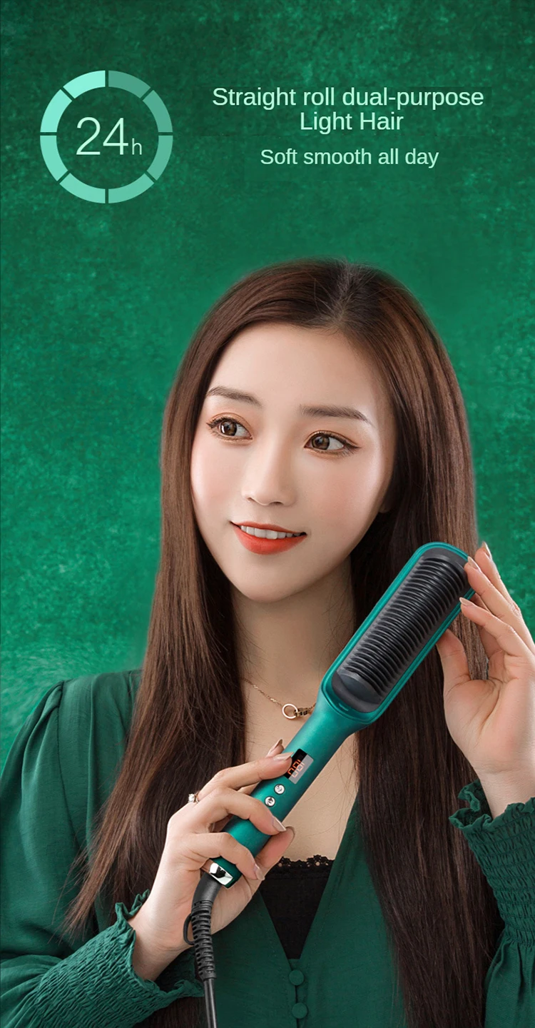 Portable Hair Straightener Fast Heating 17 gear adjust negative ions Electric Brush Hair Straightener With LCD Display