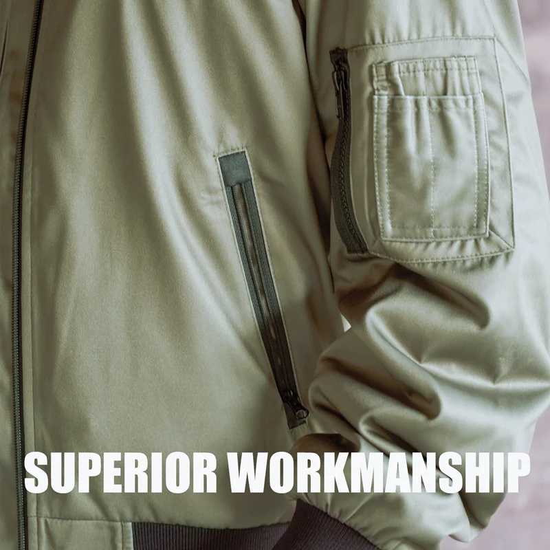 New Custom Nylon Satin Flight Bomber Baseball Varsity Jacket Strapped Bomber Left Arm Pocket Customized Flight Coats