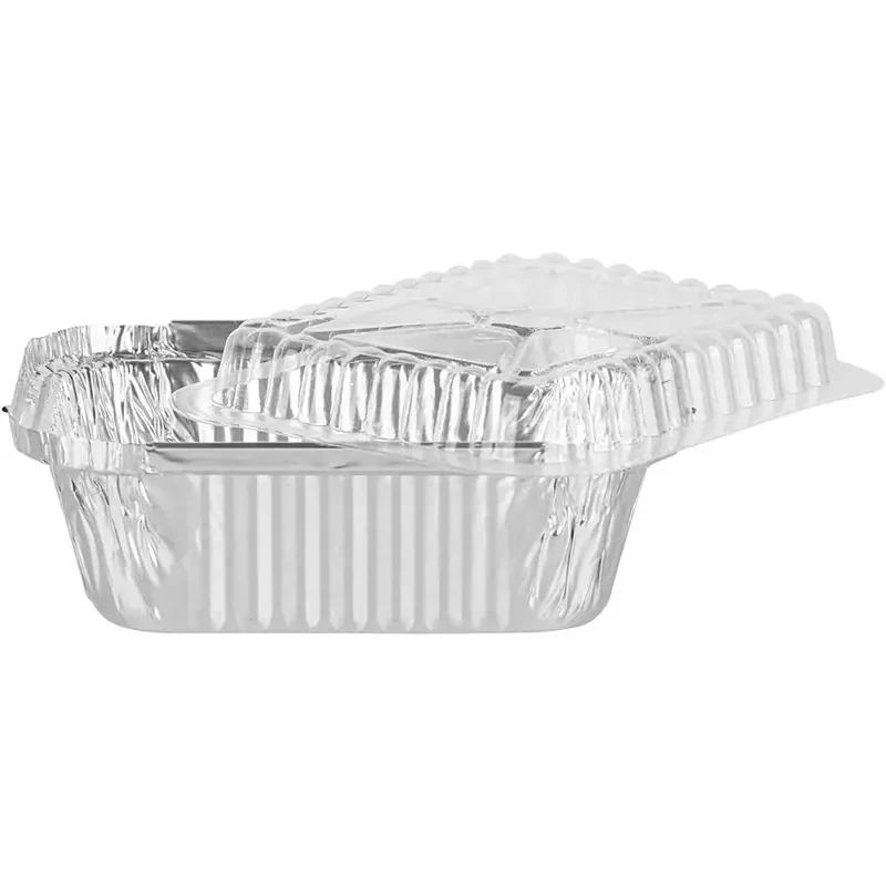 450ml Disposable Takeout Rectangle 450ml Aluminum Foil Containers Tin Foil Trays with Plasti Lid