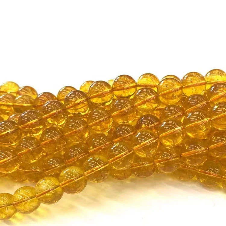 High Quality Gemstone Loose Round Smooth Beads Citrine For DIY Jewelry Making