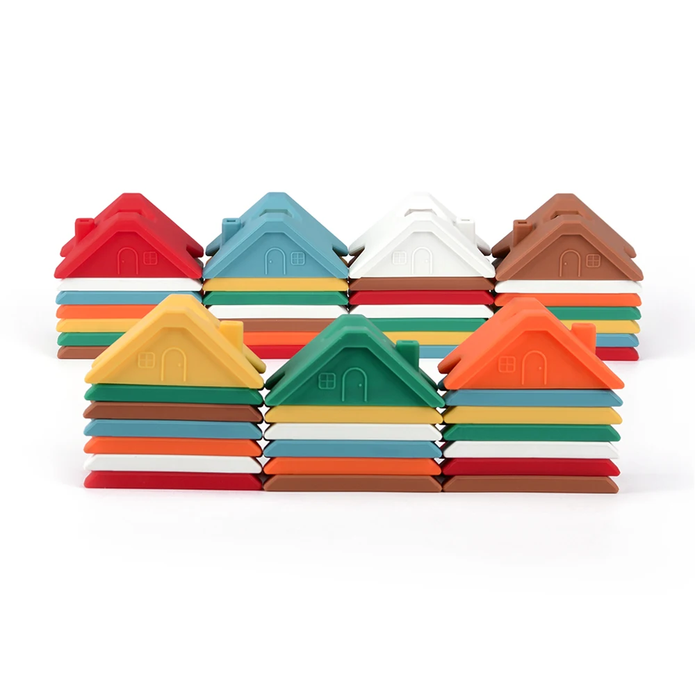 Educational Toy Food Grade Soft Silicone Building Block Baby Educational Toy Toddler Stacking Sets