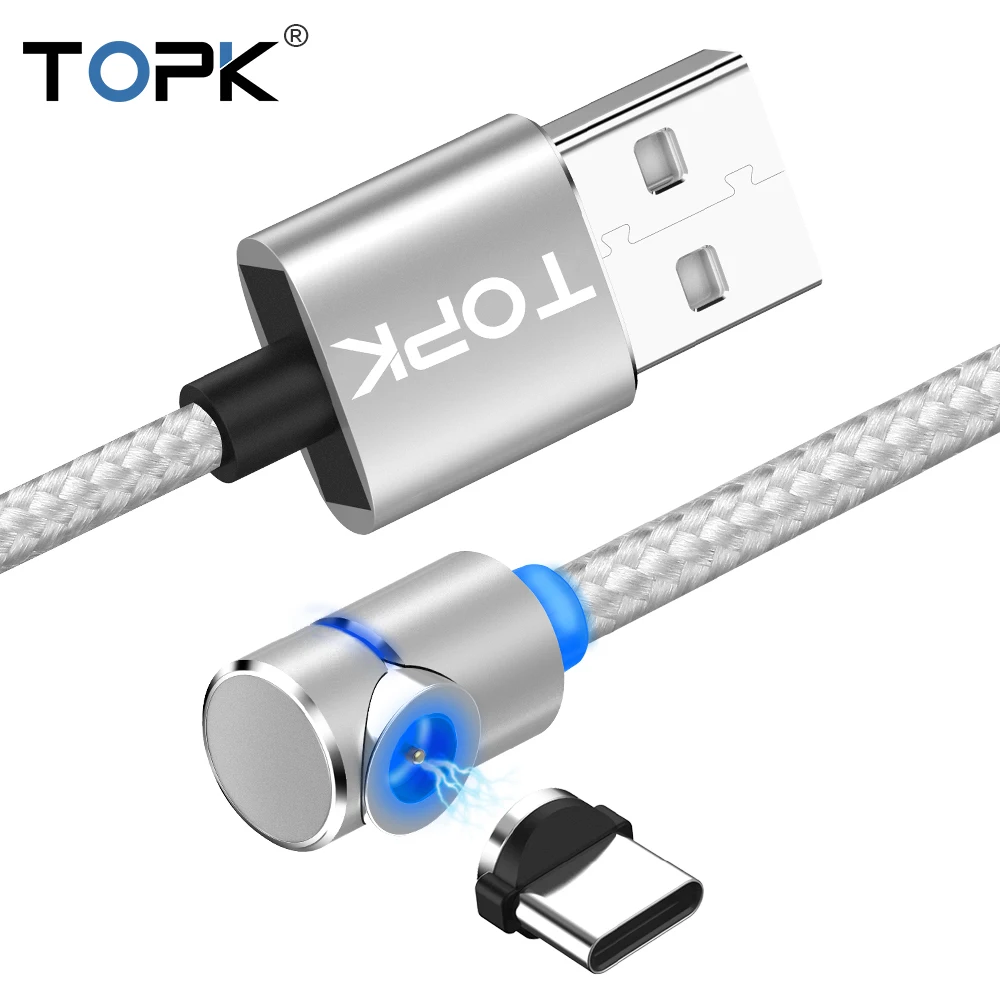 
Free Shipping TOPK Factory 1M Magnetic Elbow 8pin Micro Cable Rotating Magnetic Charging Type C Cable 