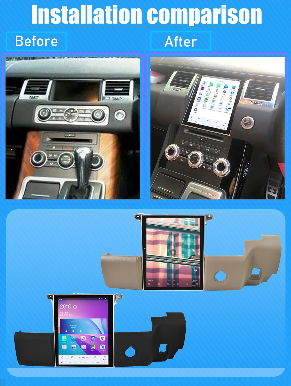 Автомагнитола на Android 11 GPS навигация RHD Carplay мультимедийный плеер для Land Rover Range Sport L320 2009-2013