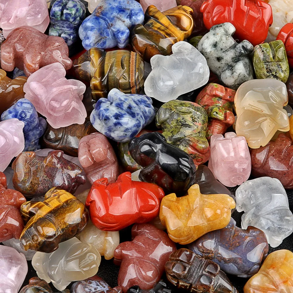 Wholesale Carving Polished 1 Inch Natural Reiki Healing Carved Gemstone Stone Crystal Pig for Home Decoration
