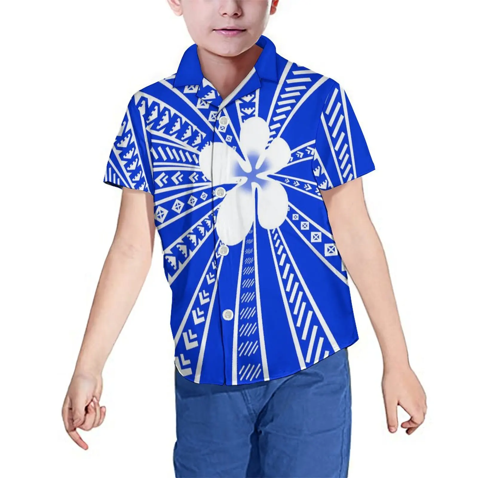 Wholesale Custom Print Toddler Boy Shirts Hawaiian Shirts Short Sleeve Button Baby Summer Kids Shirts Children Tops 2-16 Years