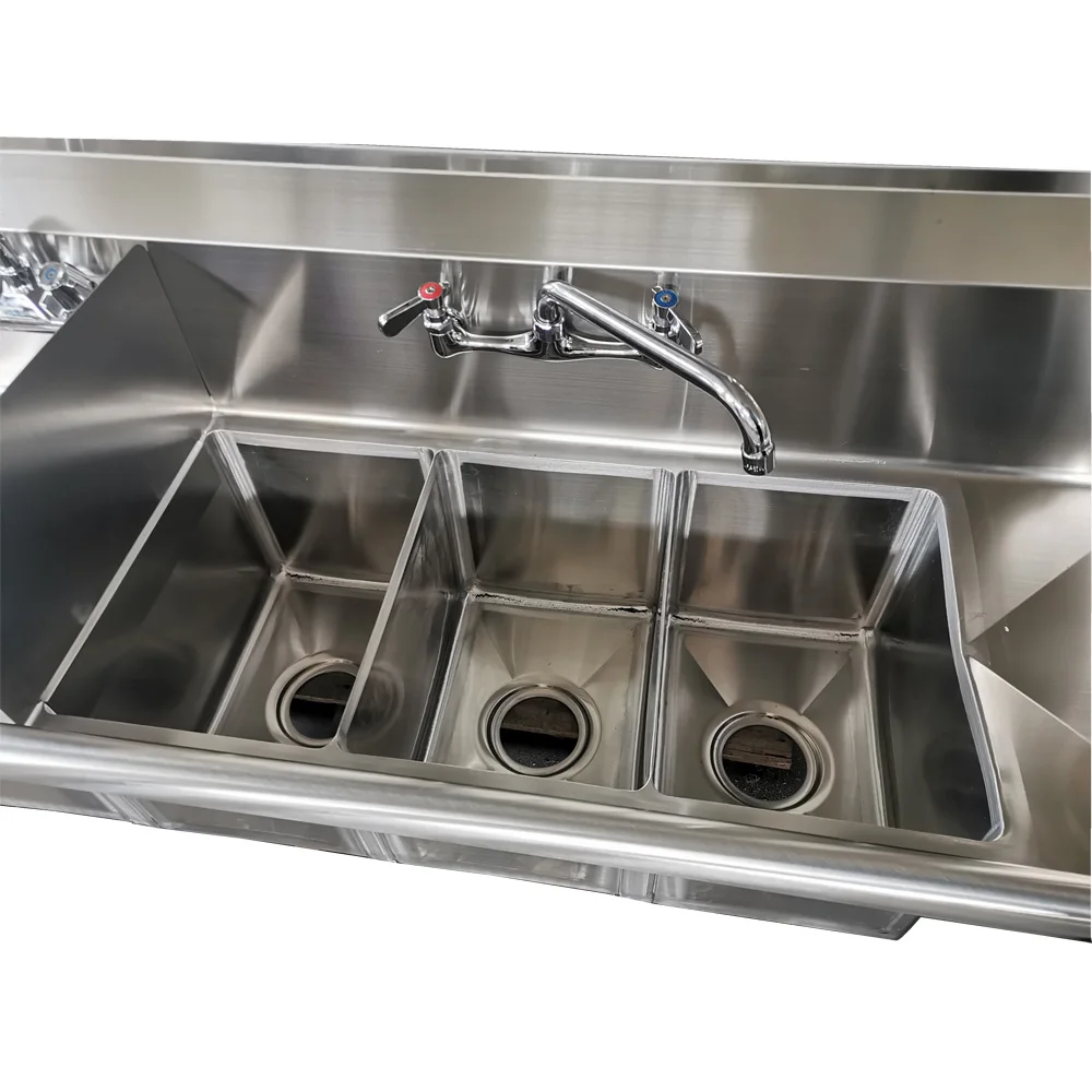 OEM ODM Foodservice NSF Commercial kitchen Brushed 304 stainless steel 4 Compartment Sink with faucet 4 bowl knock down legs