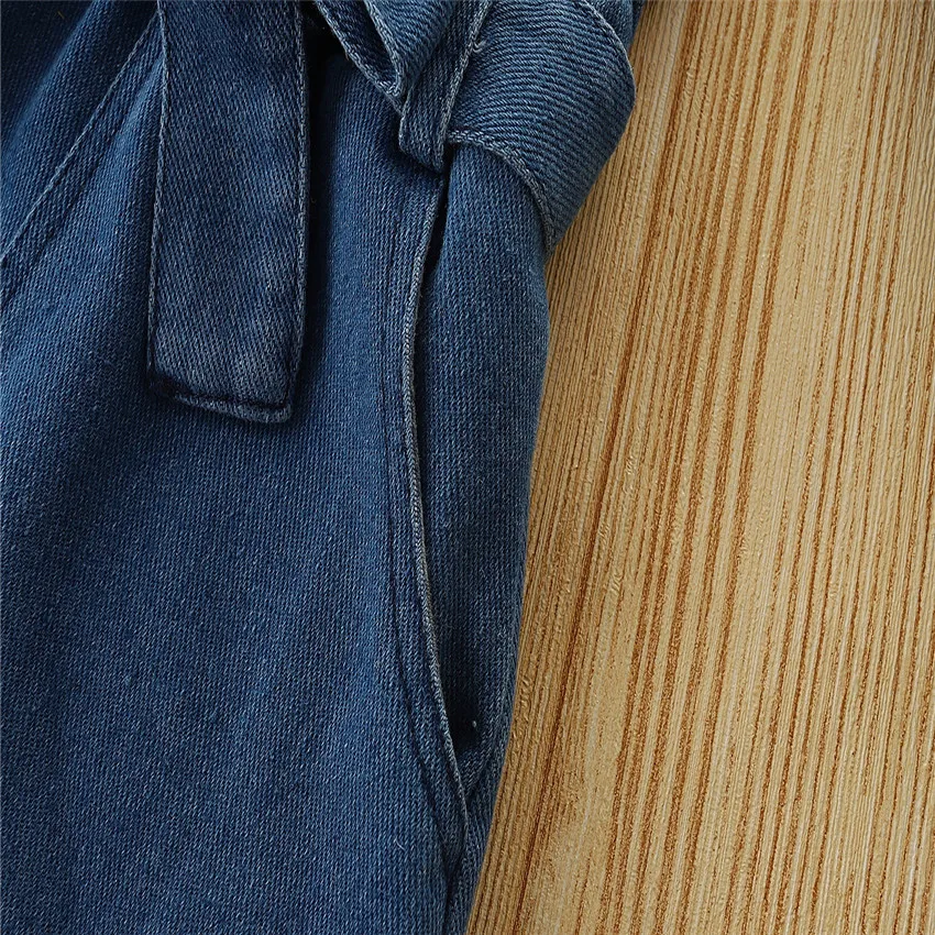 New Summer Girls One-shoulder Tight Denim Jumpsuit Fashion European And American Long-sleeve Jumpsuit Shorts