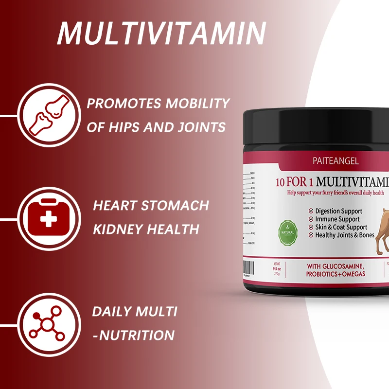 90 Soft Salmon Flavor Chews 10-in-1 Multivitamin Pet Vitamin Supplement Dogs Health Care Support Immunity Digestion Joint Heart