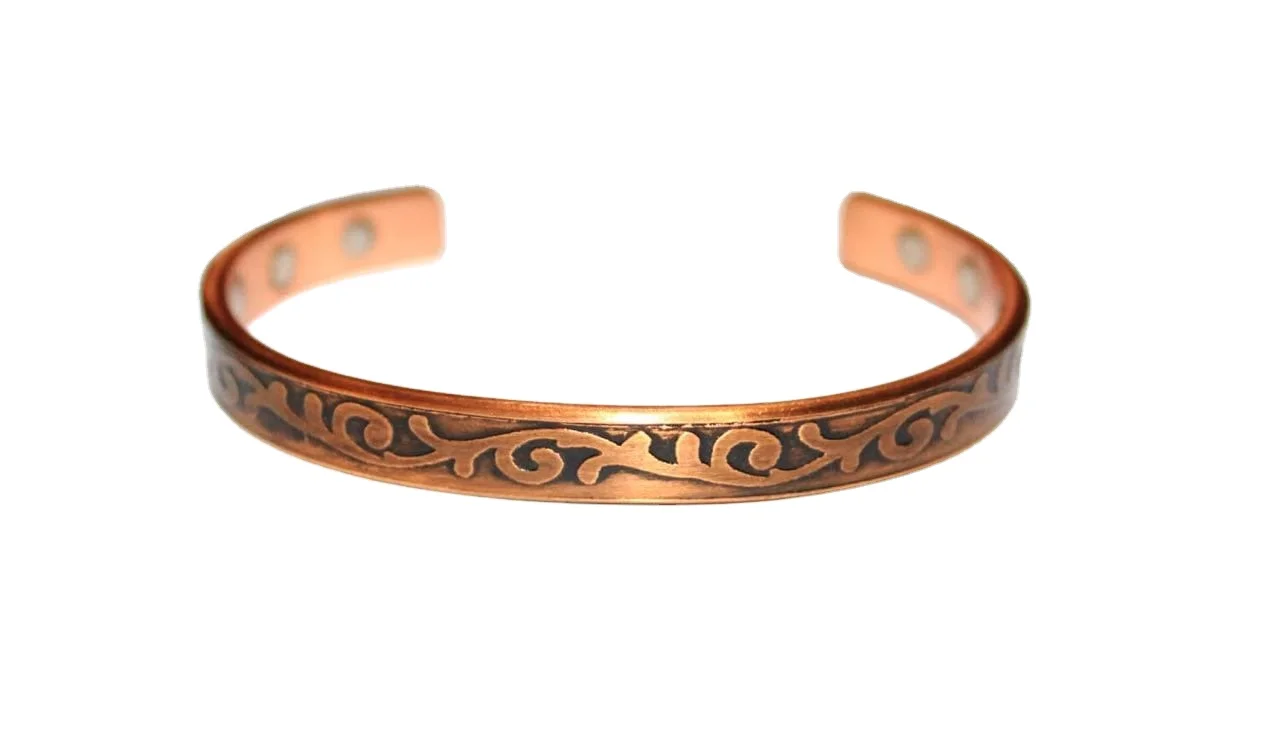 Handmade Fashionable Pure Copper Magnetic Bracelets Set 3 Adjustable Healing Therapy Gold Brass India Pattern Horn Cufflink