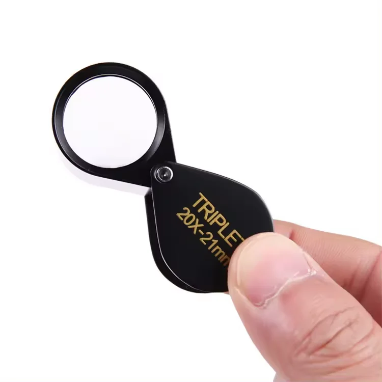 Optical Mini Metal folding 10X 20X 30X jewelry magnifier identifies diamond jade antiques authenticator