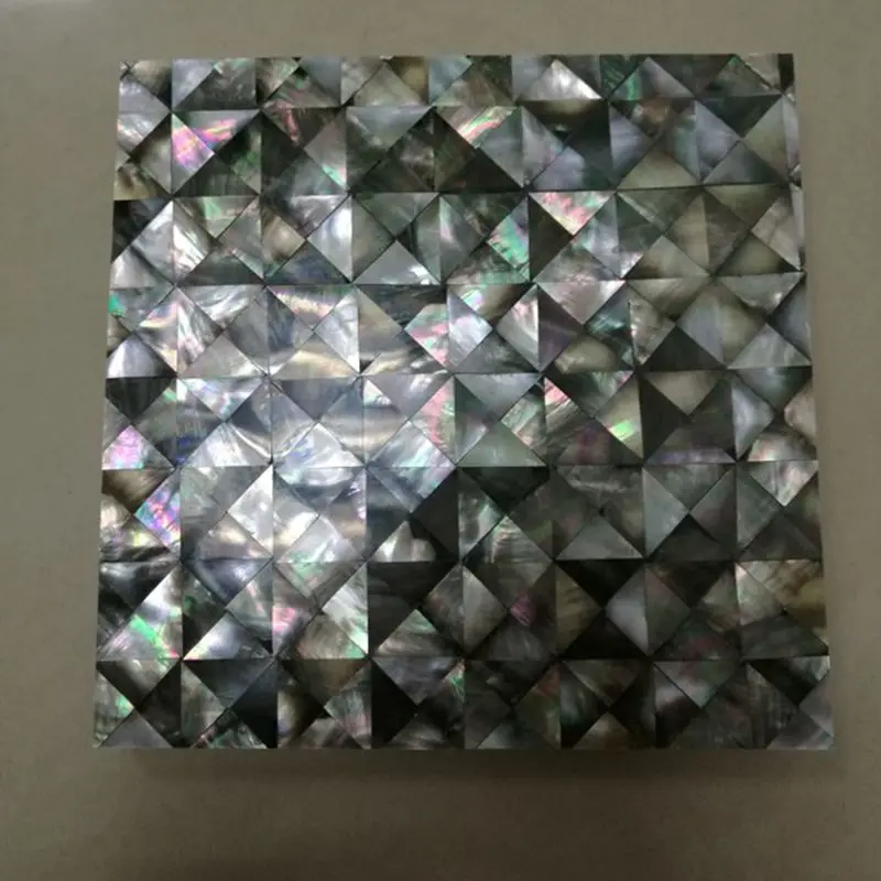 Hexagon sea shell black lip shell mosaic tile on mesh