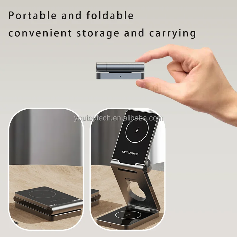 custom oem cyberpunk portable folding 3in1 magnetic 3 in one 1 charger wireless quick charging stand dock station